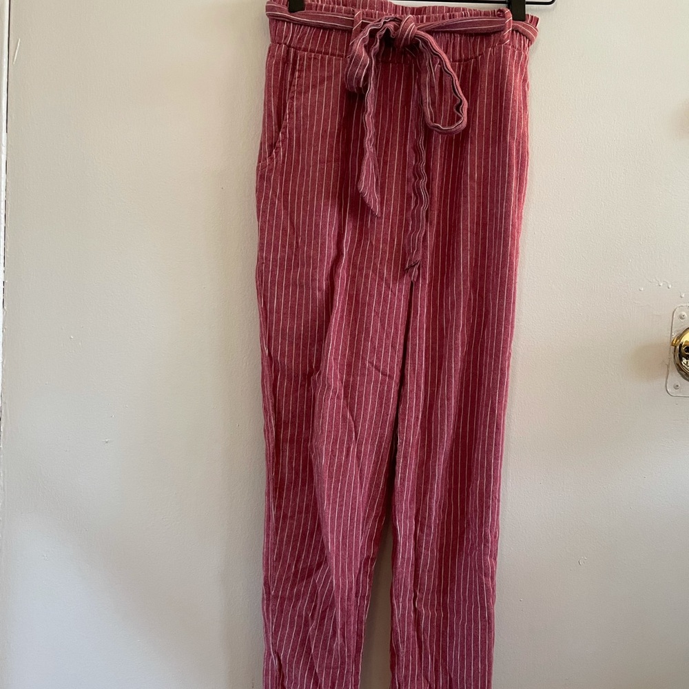 No Rest for Bridget pink and white striped pants